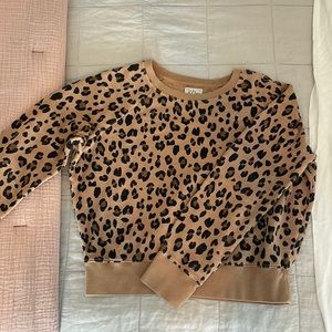 Jcrew vintage terry crewneck sweatshirt in leopard size xsmall